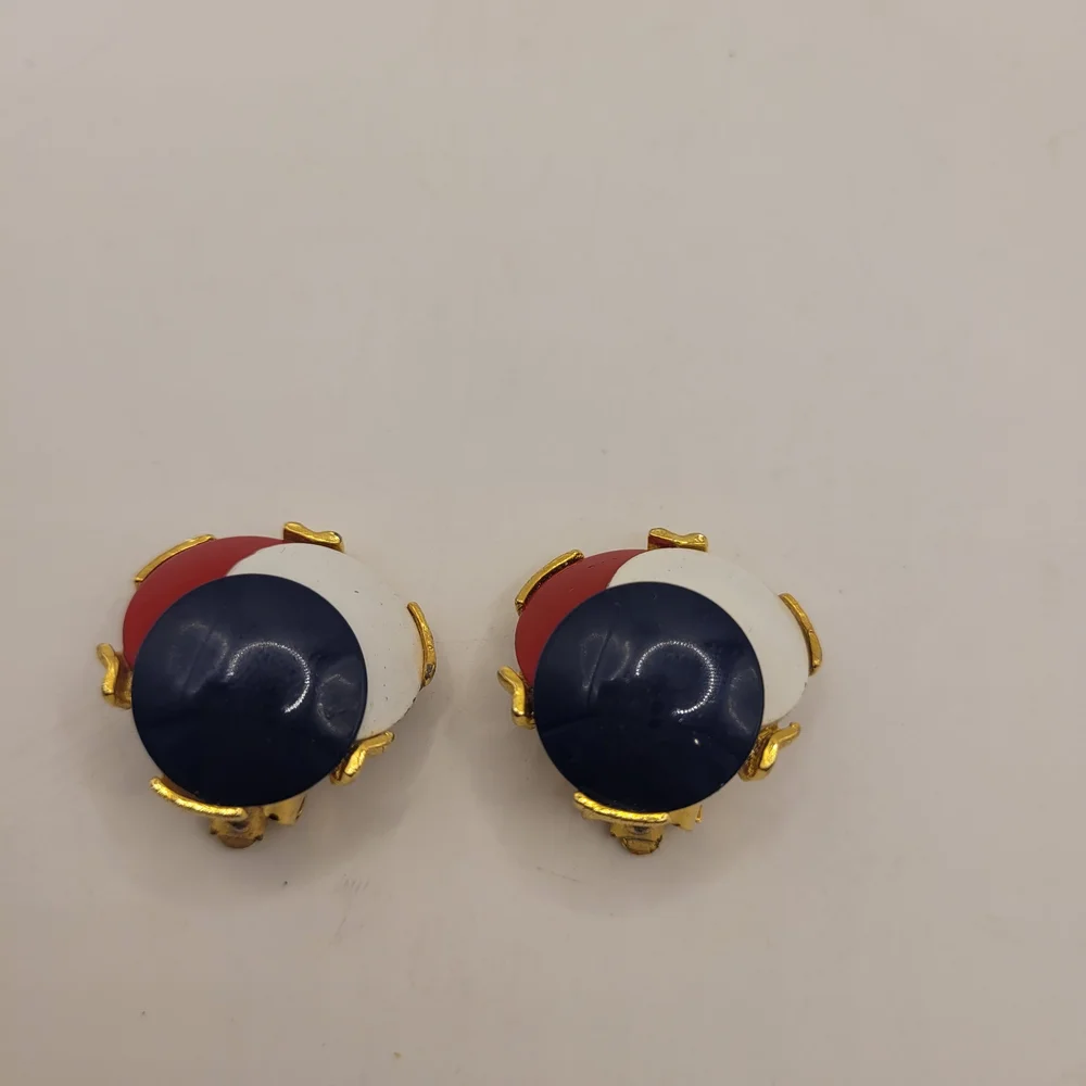 Red, White, and Blue Clip-On Earrings
